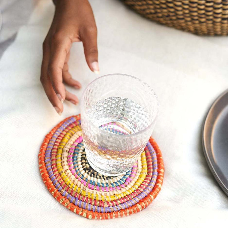African Coasters Zalipah Woven Coasters Set – Handcrafted African Home Decor