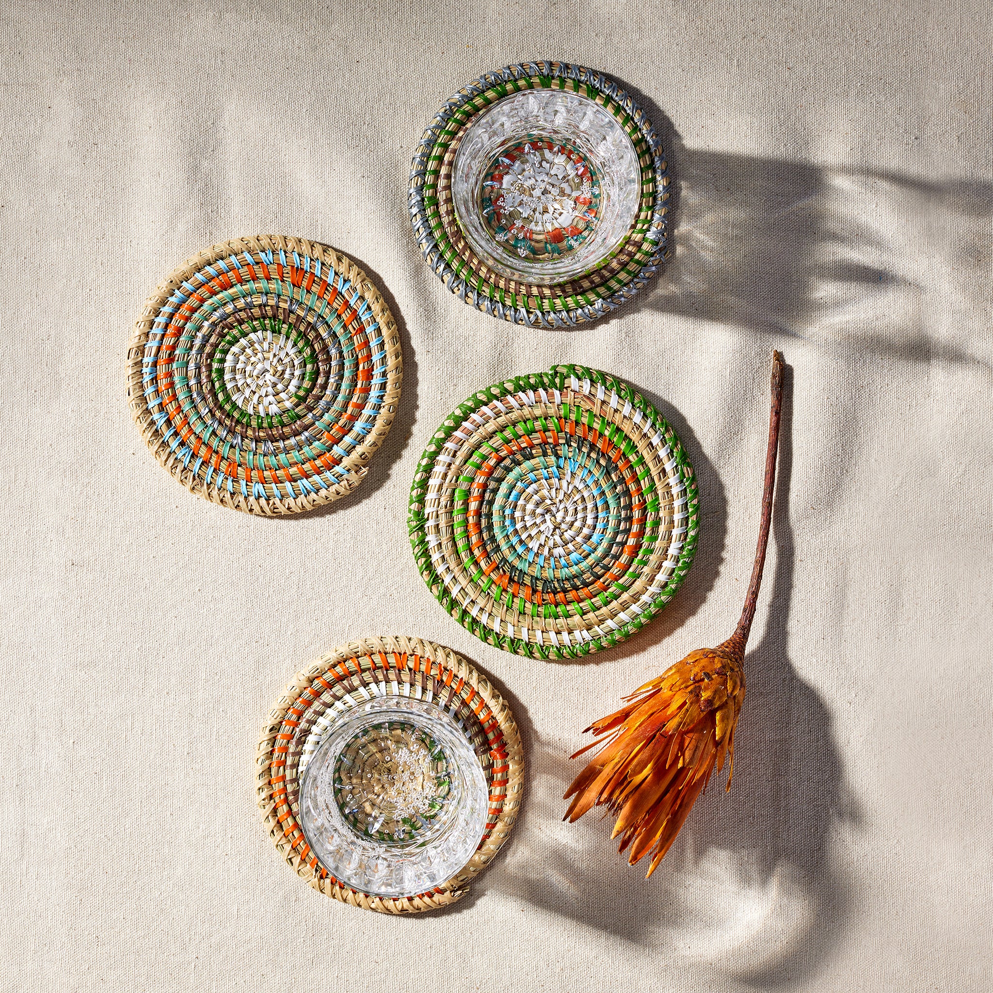 African Coasters Zalipah Woven Coasters Set – Handcrafted African Home Decor